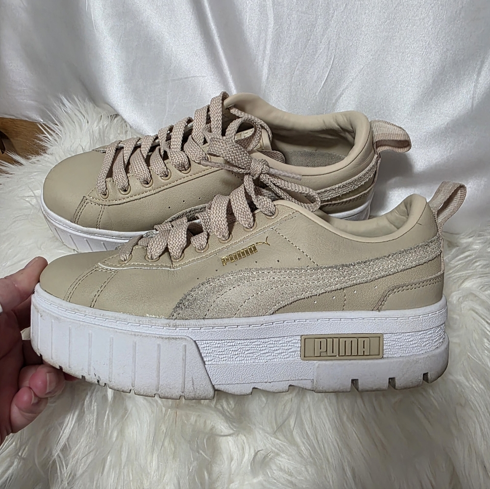 PUMA Women's Beige Platform Sneakers